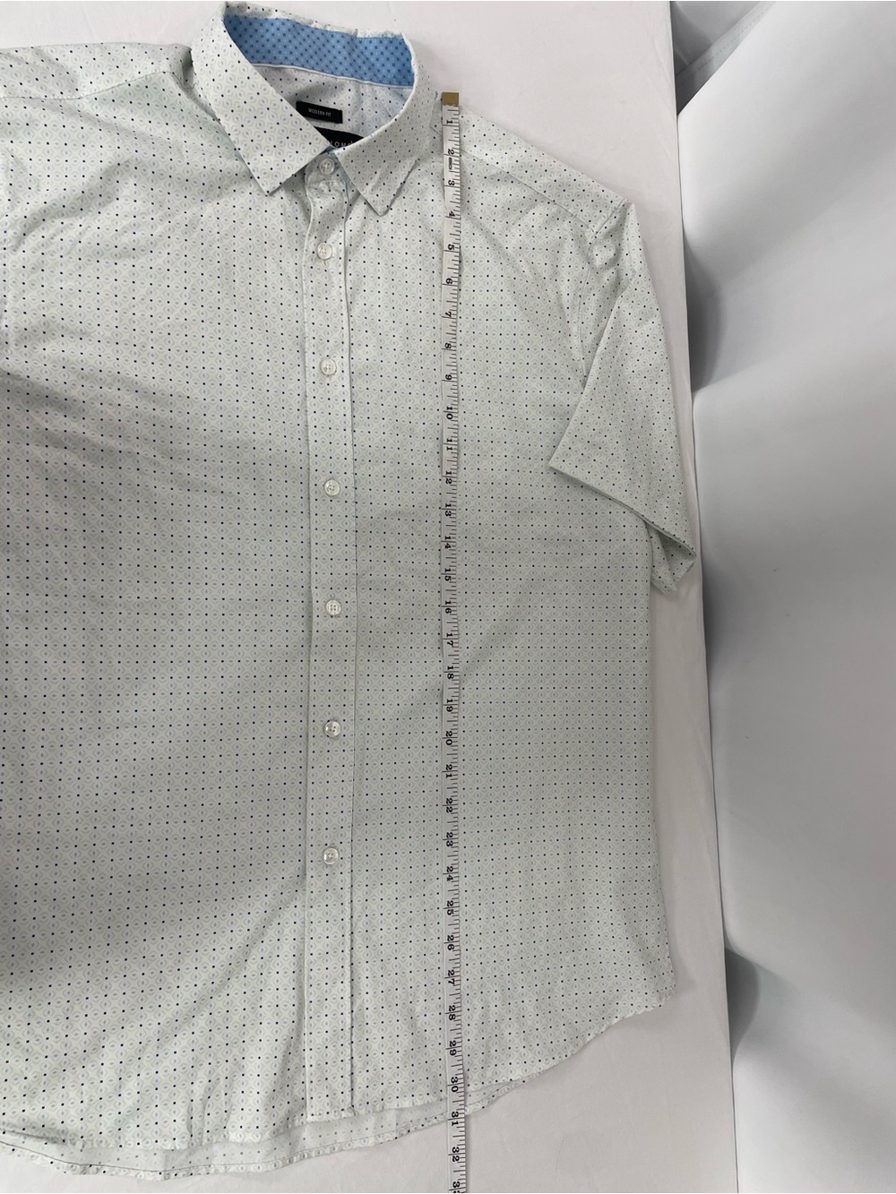 Pronto Uomo Modern Fit L White Geometric Stretch Button Up Shirt Golf Casual - Picture 7 of 9